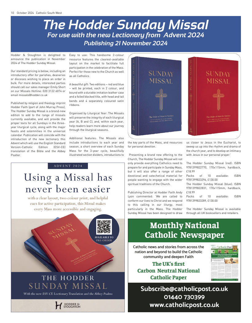 Oct 2024 edition of the Catholic South West