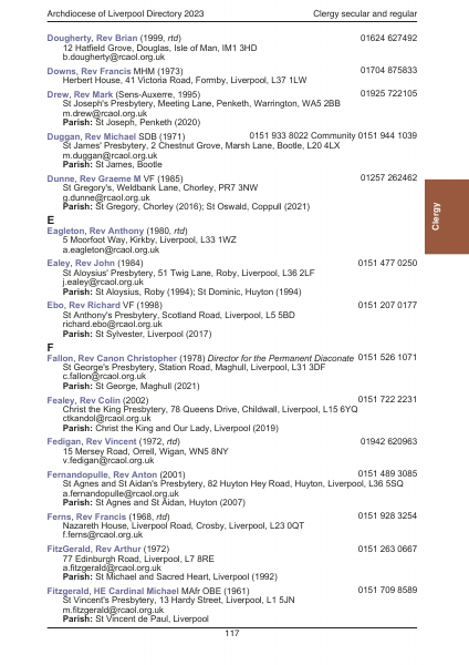 2023 edition of the Archdiocese of Liverpool Directory