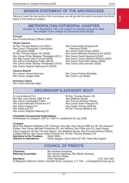 2023 edition of the Archdiocese of Liverpool Directory