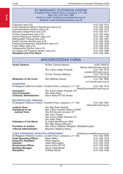 2023 edition of the Archdiocese of Liverpool Directory