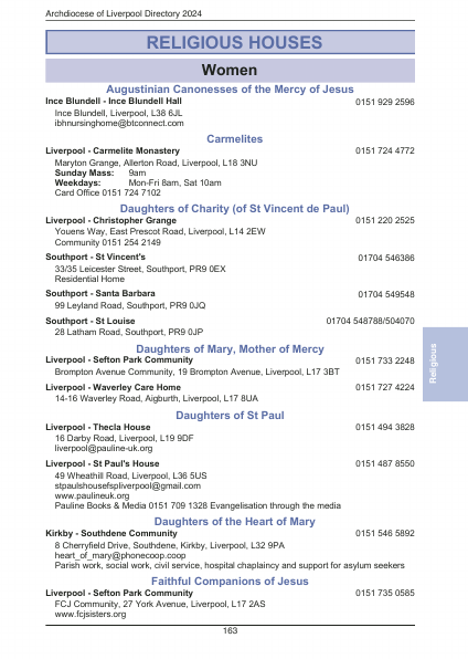 2024 edition of the Archdiocese of Liverpool Directory