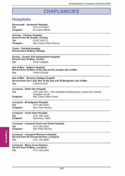 2024 edition of the Archdiocese of Liverpool Directory