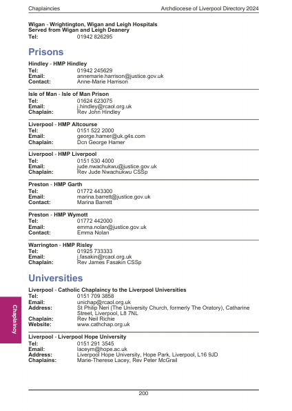 2024 edition of the Archdiocese of Liverpool Directory