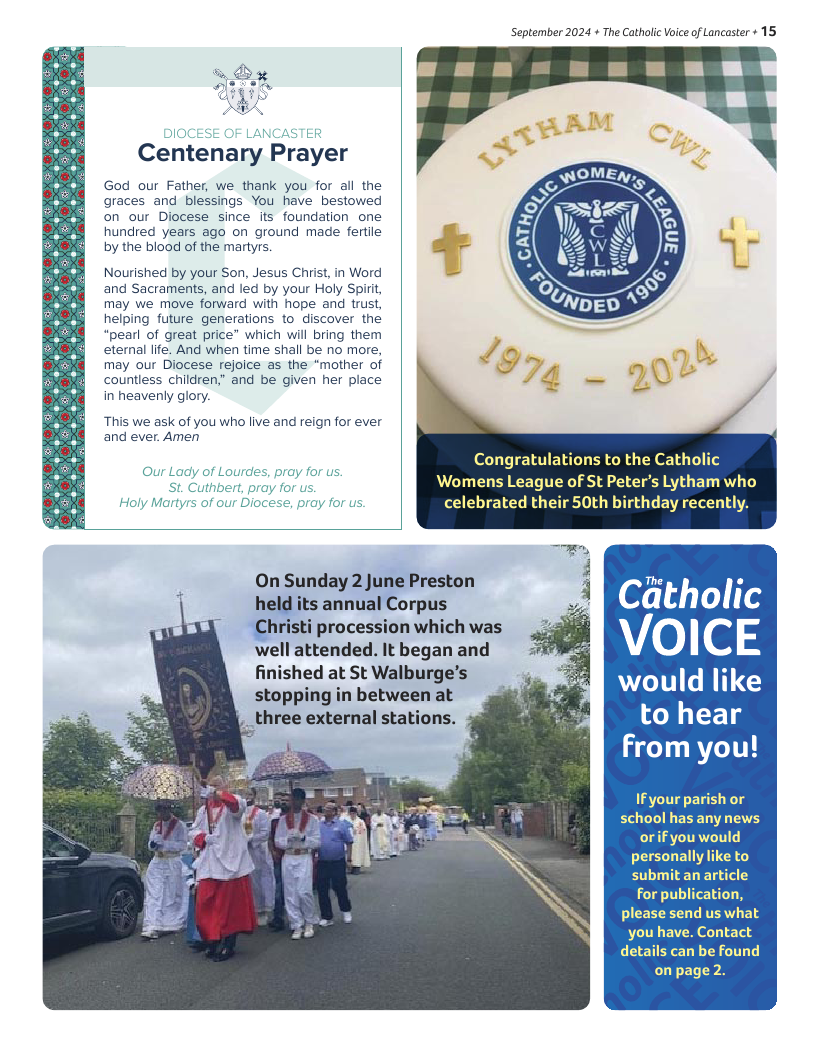 Sept 2024 edition of the Catholic Voice of Lancaster