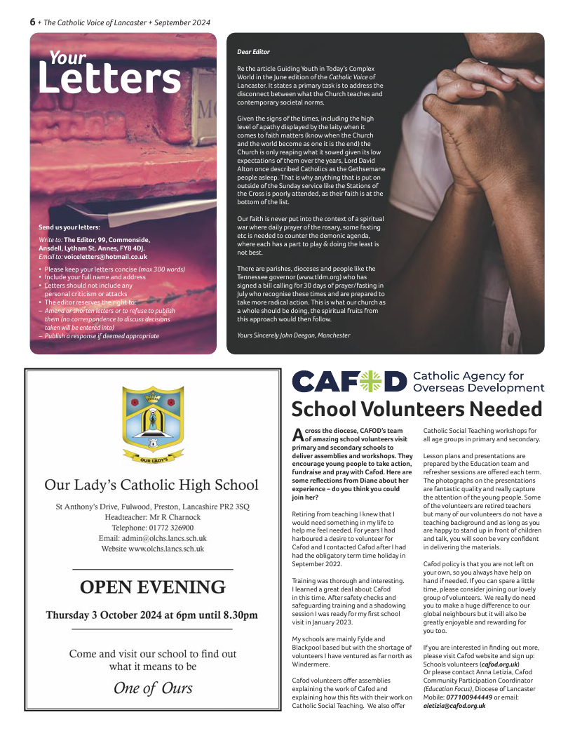 Sept 2024 edition of the Catholic Voice of Lancaster