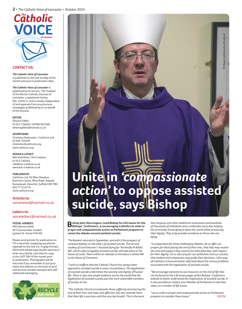 Oct 2024 edition of the Catholic Voice of Lancaster