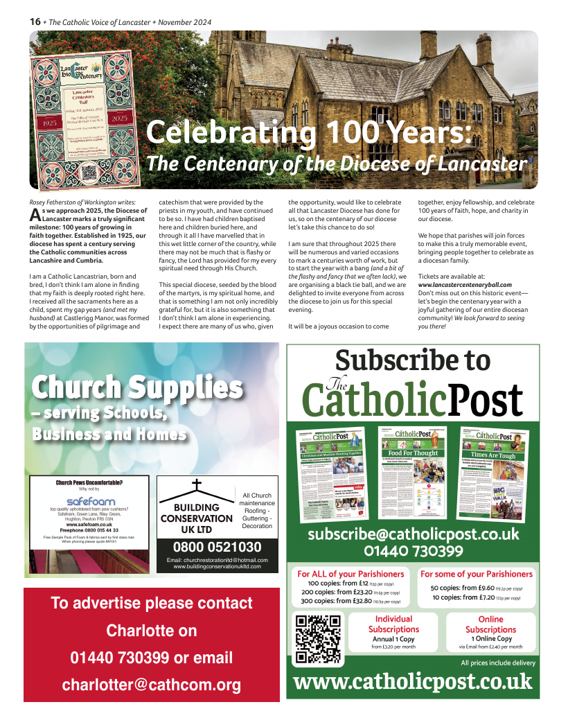 Nov 2024 edition of the Catholic Voice of Lancaster