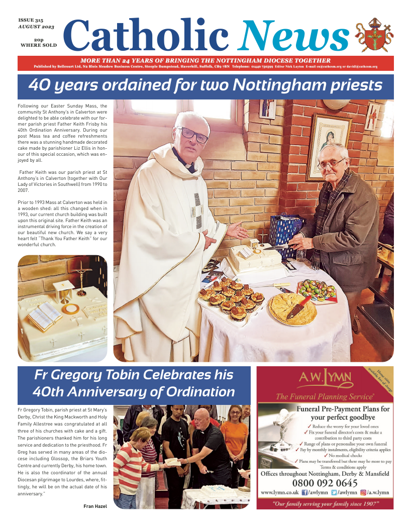 Aug 2023 edition of the Nottingham Catholic News