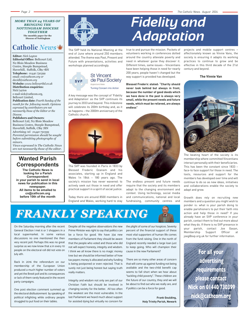 Aug 2024 edition of the Nottingham Catholic News