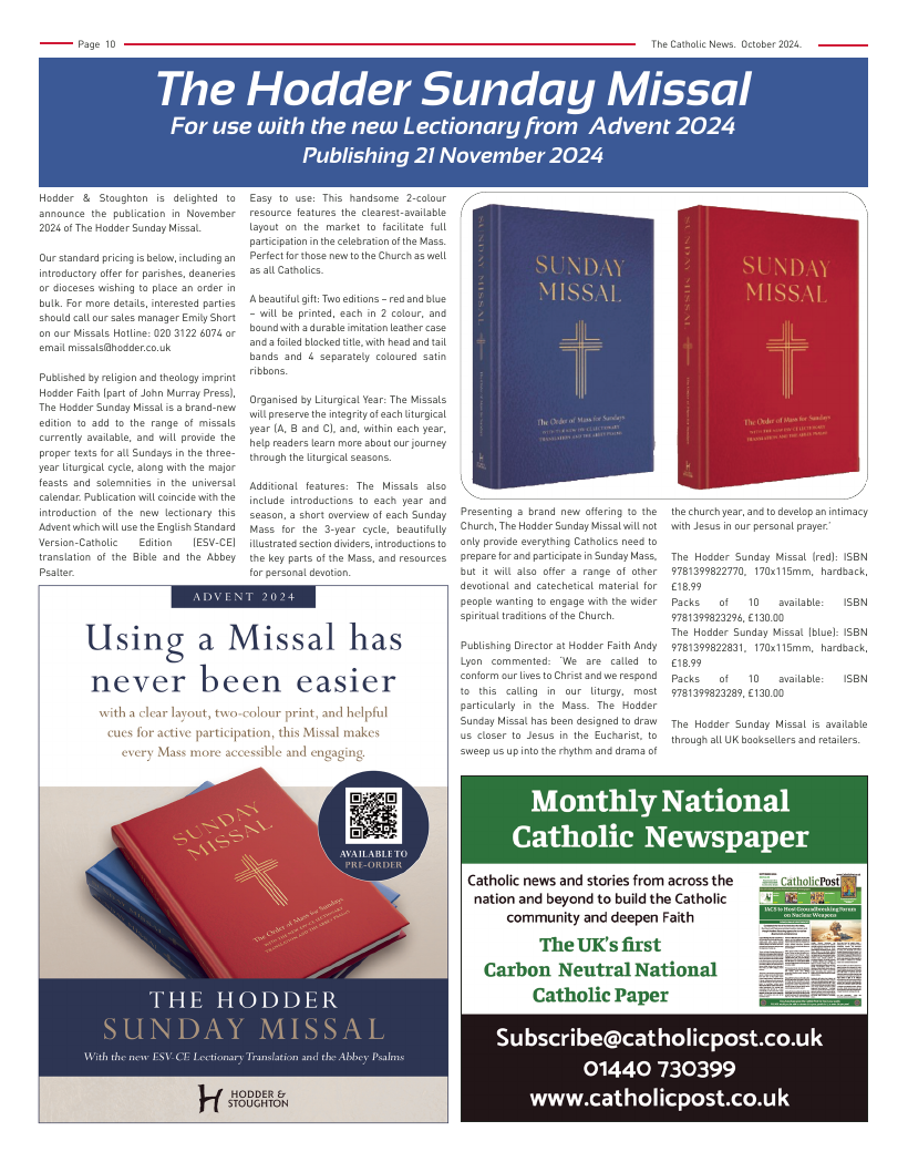 Oct 2024 edition of the Nottingham Catholic News